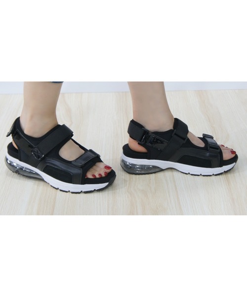 Realta（レアルタ）の「Realta(レアルタ) ダブルベルトベルクロエアー底スポーツ サンダル（サンダル・レディース・ブラック/グレー・S/LL/M/L）」の17枚目の写真