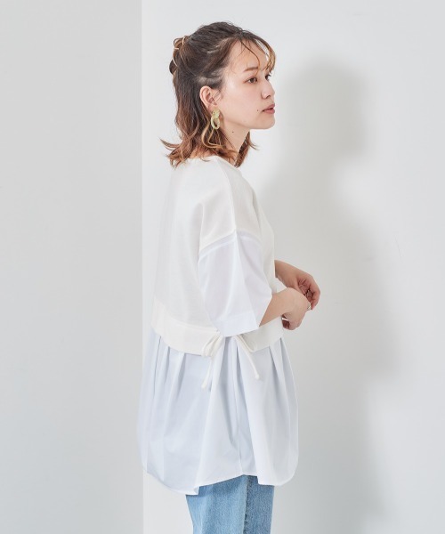 cepo（セポ）の「サイドリボン　ドッキングレイヤードシャツ（シャツ/ブラウス・レディース・ブラック/オフホワイト/ラベンダー・M）」の5枚目の写真