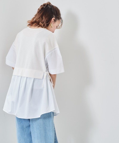 cepo（セポ）の「サイドリボン　ドッキングレイヤードシャツ（シャツ/ブラウス・レディース・ブラック/オフホワイト/ラベンダー・M）」の6枚目の写真