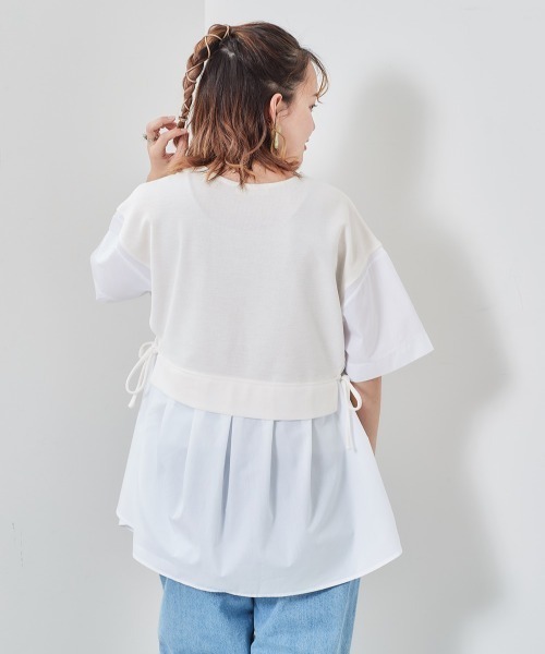 cepo（セポ）の「サイドリボン　ドッキングレイヤードシャツ（シャツ/ブラウス・レディース・ブラック/オフホワイト/ラベンダー・M）」の7枚目の写真