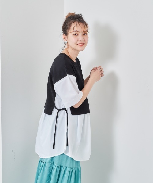 cepo（セポ）の「サイドリボン　ドッキングレイヤードシャツ（シャツ/ブラウス・レディース・ブラック/オフホワイト/ラベンダー・M）」の13枚目の写真