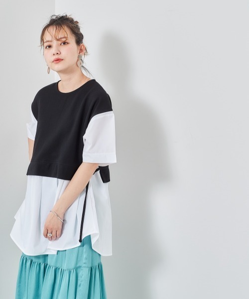 cepo（セポ）の「サイドリボン　ドッキングレイヤードシャツ（シャツ/ブラウス・レディース・ブラック/オフホワイト/ラベンダー・M）」の15枚目の写真