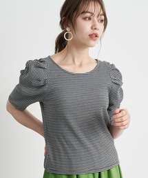 earth music&ecology | マルチボーダーパワーショルダーカットプルオーバー ＊(Tシャツ/カットソー)