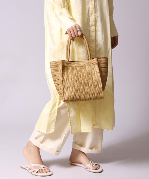 BASE（ベース）の「レディース カゴ トートバッグ（かごバッグ・レディース・ベージュ/ブラック/グレー系その他/ベージュ系その他/グレー/ピンク・FREE）」の5枚目の写真