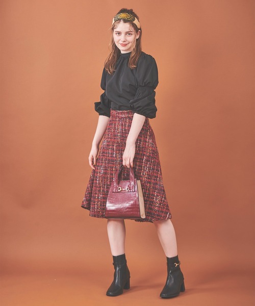 31 Sons de mode（トランテアン　ソン　ドゥ　モード）の「ツイードフレアスカート（スカート・レディース・レッド/ブラック/ラベンダー・36/38）」の8枚目の写真