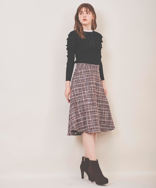 31 Sons de mode（トランテアン　ソン　ドゥ　モード）の「ツイードフレアスカート（スカート・レディース・レッド/ブラック/ラベンダー・36/38）」の18枚目の写真