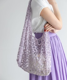 フラワー刺繍シフォントートバッグ