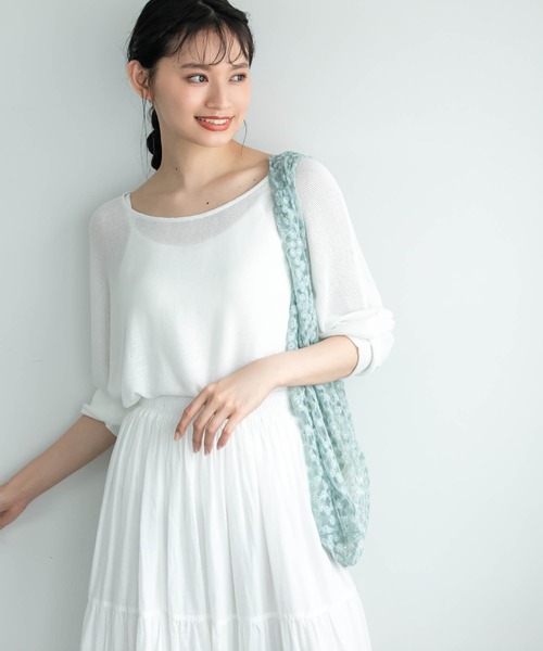 Edit Sheen(エディットシーン)の「フラワー刺繍シフォントートバッグ(トートバッグ・レディース・ホワイト/ブルー/ラベンダー・FREE)」の15枚目の写真