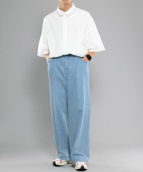 kutir(クティール)の「センタープレスワイドデニムパンツ(デニムパンツ・メンズ・ライトブルー/インディゴブルー・SMALL/MEDIUM/LARGE)」の18枚目の写真