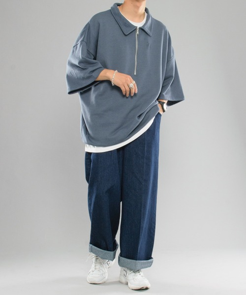 kutir(クティール)の「センタープレスワイドデニムパンツ(デニムパンツ・メンズ・ライトブルー/インディゴブルー・SMALL/MEDIUM/LARGE)」の4枚目の写真