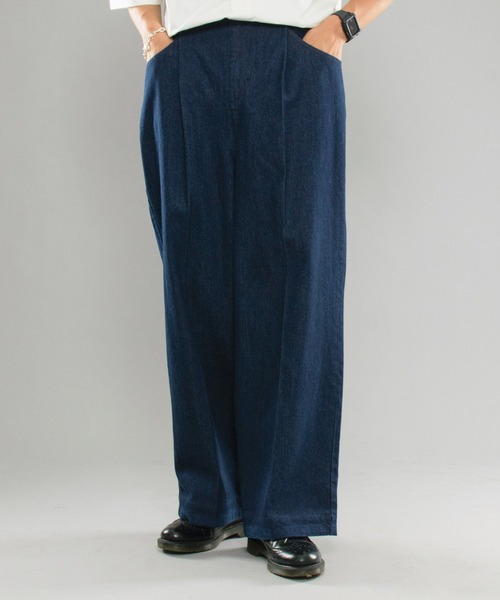 kutir(クティール)の「センタープレスワイドデニムパンツ(デニムパンツ・メンズ・ライトブルー/インディゴブルー・SMALL/MEDIUM/LARGE)」の17枚目の写真