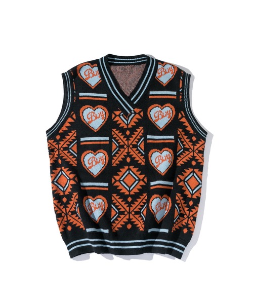 HOOK（フック）の「【HOOK】古着風レトロ柄・幾何学模様・ボーダー柄・ 配色ベスト（ベスト・メンズ・B/J/P/S/M/E/G/O/H/N/T/F/I/A/Q/C/K/D/L/R/V/U・L/M/XL）」の7枚目の写真