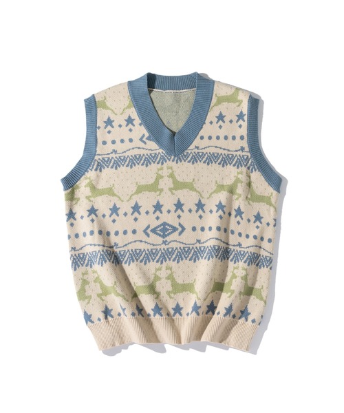 HOOK（フック）の「【HOOK】古着風レトロ柄・幾何学模様・ボーダー柄・ 配色ベスト（ベスト・メンズ・B/J/P/S/M/E/G/O/H/N/T/F/I/A/Q/C/K/D/L/R/V/U・L/M/XL）」の16枚目の写真