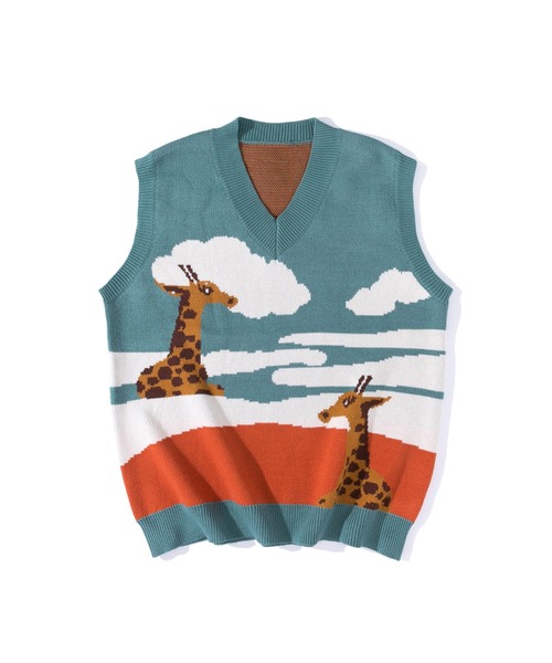 HOOK（フック）の「【HOOK】古着風レトロ柄・幾何学模様・ボーダー柄・ 配色ベスト（ベスト・メンズ・B/J/P/S/M/E/G/O/H/N/T/F/I/A/Q/C/K/D/L/R/V/U・L/M/XL）」の21枚目の写真