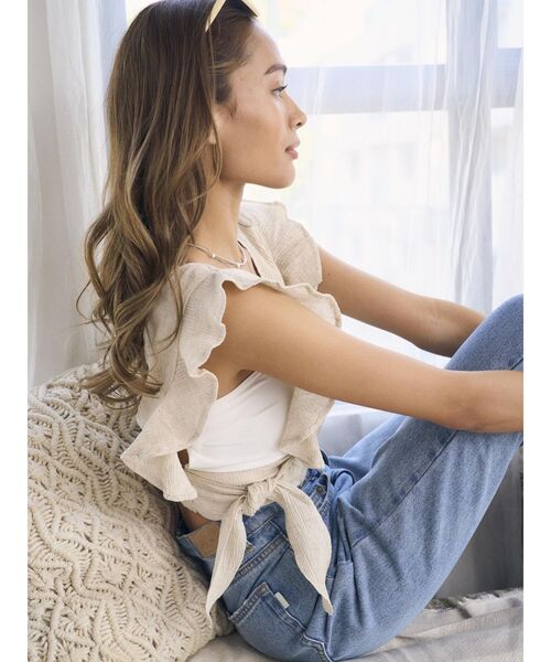 To the sea(トゥーザシー)の「ラッフルシャーリングトップス(シャツ/ブラウス・レディース・ダークオレンジ/イエロー/クリーム/その他1・FREE)」の8枚目の写真