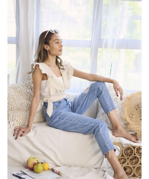 To the sea(トゥーザシー)の「ラッフルシャーリングトップス(シャツ/ブラウス・レディース・ダークオレンジ/イエロー/クリーム/その他1・FREE)」の10枚目の写真