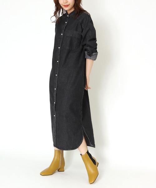 シャツワンピース ワンピース ドレス Jines ジネス のシャツワンピース パールボタン ダンガリーdenimシャツワンピース を購入できます Jinesパールボタン ダンガリーdenimシャツワンピース