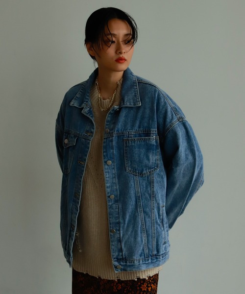 Birthday room（バースデイルーム）の「オーバーサイズデニムジャケット（デニムジャケット・レディース・ブルー・FREE）」の4枚目の写真