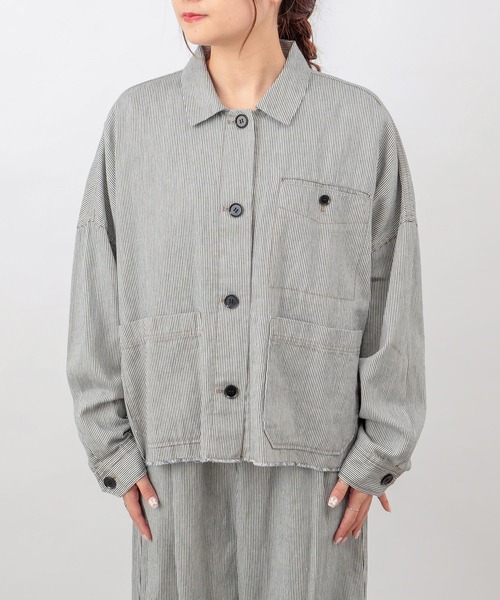 【新品】pual ce cin ピュアルセシン ヒッコリーデニム リネン コート PUAL CE CIN（ピュアルセシン）の「綿ヘンプヒッコリー