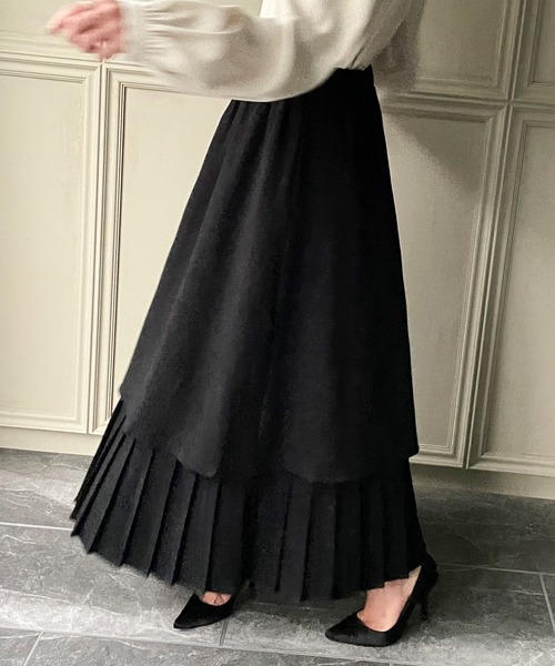 junoah（ジュノア）の「プリーツドッキングフレアスカート（スカート・レディース・ブラック/モカ/グリーン/ワイン/ライトブラウン・MEDIUM/X-LARGE/LARGE）」の12枚目の写真