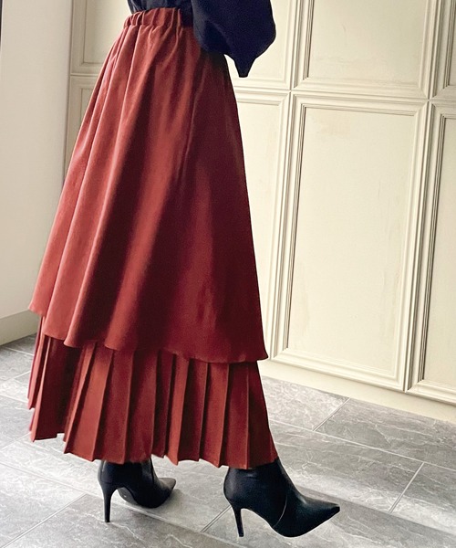 junoah（ジュノア）の「プリーツドッキングフレアスカート（スカート・レディース・ブラック/モカ/グリーン/ワイン/ライトブラウン・MEDIUM/X-LARGE/LARGE）」の15枚目の写真