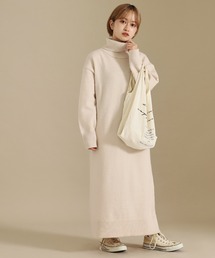 AULI | 【低身長向けサイズ】タートルネックニットロングワンピース(ワンピース)