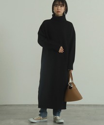 AULI | 【低身長向けサイズ】タートルネックニットロングワンピース(ワンピース)