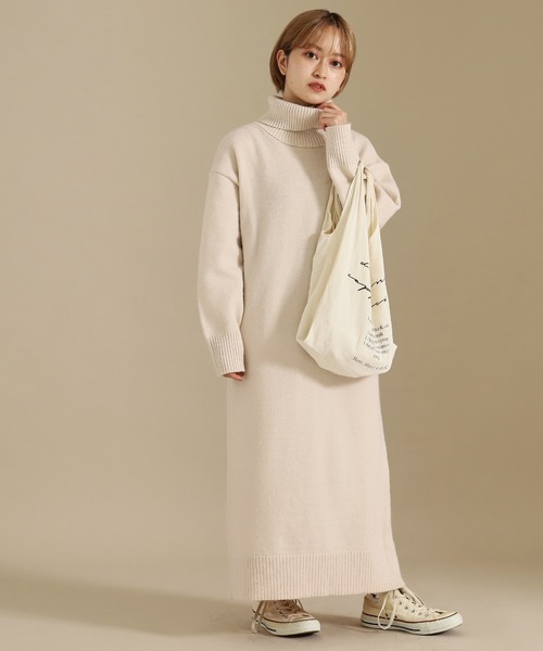 AULI（アウリィ）の「【低身長向けサイズ】タートルネックニットロングワンピース（ワンピース・レディース・ブラック/アイボリー/グレー・XS/XXS）」の9枚目の写真