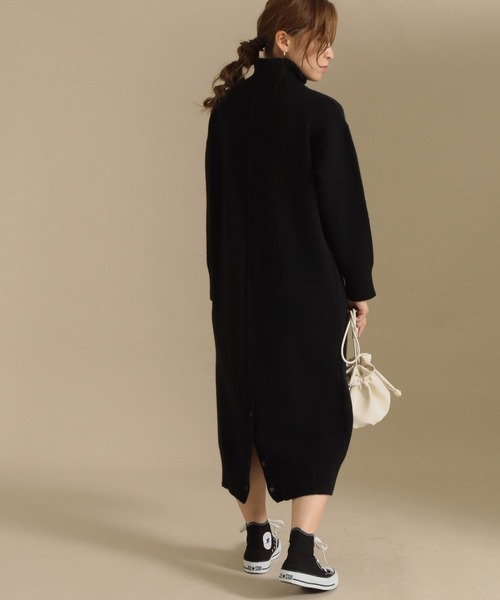 AULI（アウリィ）の「【低身長向けサイズ】タートルネックニットロングワンピース（ワンピース・レディース・ブラック/アイボリー/グレー・XS/XXS）」の15枚目の写真