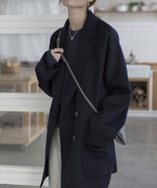 yuue' ( wear )（ユーイ）の「ダブルボタンチェスターコート（チェスターコート・レディース・ブラック/ブラウン・SMALL/MEDIUM/LARGE/X-LARGE）」の2枚目の写真