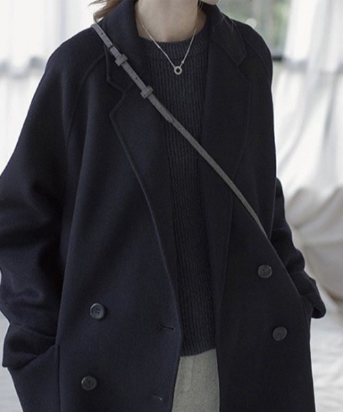 yuue' ( wear )（ユーイ）の「ダブルボタンチェスターコート（チェスターコート・レディース・ブラック/ブラウン・SMALL/MEDIUM/LARGE/X-LARGE）」の10枚目の写真