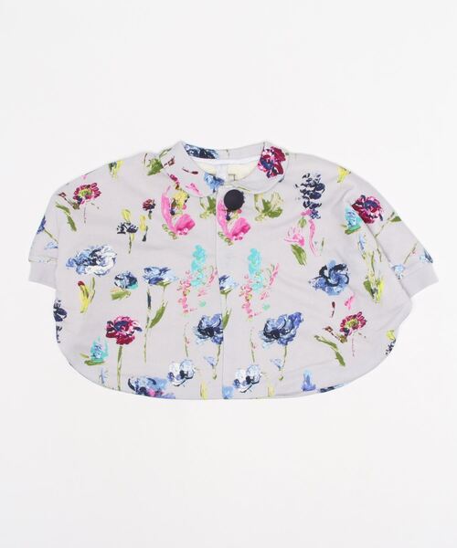 [ベビー]ペイントフラワープリント裏ボアポンチョ
