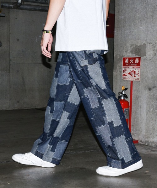 SAPEur デニムペインターパンツ パッチワーク ダメージ加工 新品