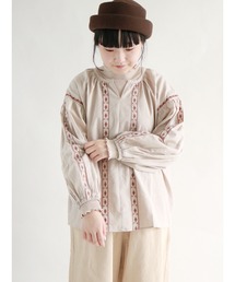 Samansa Mos2 | 刺繍ギャザーブラウス(シャツ/ブラウス)