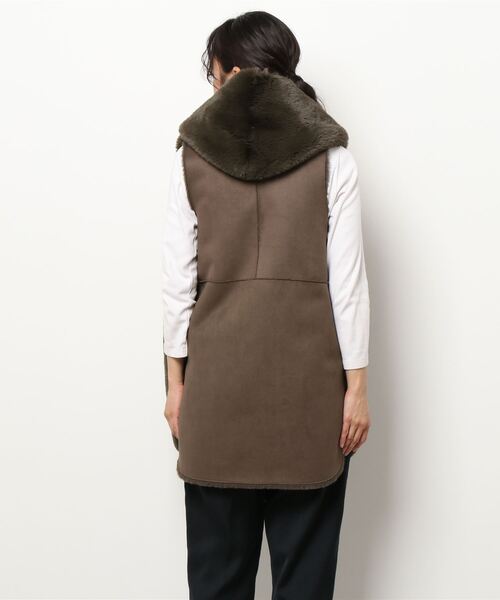 Lui's(ルイス)の「フードファーベスト(ベスト・レディース・ブラウン/グレー・FREE)」の4枚目の写真