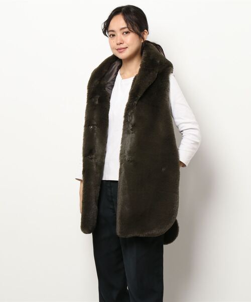 Lui's(ルイス)の「フードファーベスト(ベスト・レディース・ブラウン/グレー・FREE)」の9枚目の写真