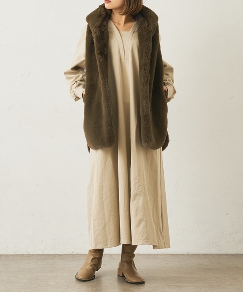 Lui's(ルイス)の「フードファーベスト(ベスト・レディース・ブラウン/グレー・FREE)」の7枚目の写真