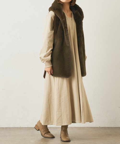 Lui's(ルイス)の「フードファーベスト(ベスト・レディース・ブラウン/グレー・FREE)」の10枚目の写真