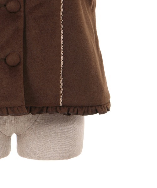 アクシーズファム ショートコート ファー ベルスリーブ  フリル レース M バックフリルショートコート | レディース服・レディース