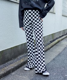 RASVOA | ブロックチェックニットフレアパンツ(その他パンツ)