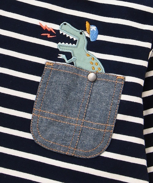 kladskap（クレードスコープ）の「ボーダーポケット長袖Tシャツ（Tシャツ/カットソー・キッズ・ネイビー/カーキ・100cm/90cm/110cm/120cm/130cm/80ｃｍ）」の8枚目の写真
