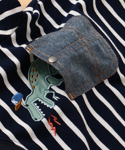kladskap（クレードスコープ）の「ボーダーポケット長袖Tシャツ（Tシャツ/カットソー・キッズ・ネイビー/カーキ・100cm/90cm/110cm/120cm/130cm/80ｃｍ）」の9枚目の写真