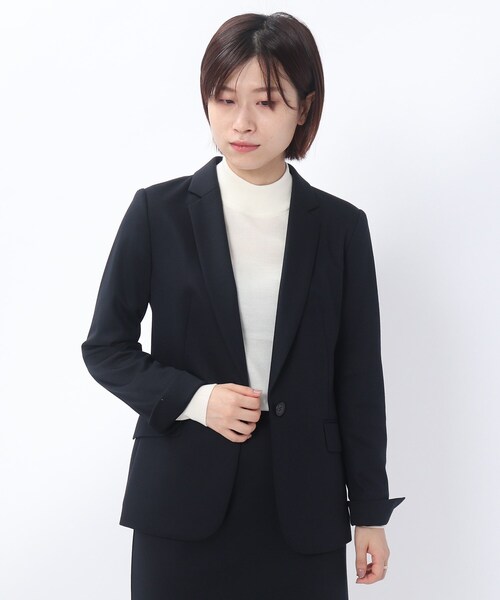 UNTITLED(アンタイトル)の「◆「L」レイナジャージーテーラードジャケット【洗える・抗菌防臭】(スーツジャケット・レディース・ダークネイビー/ブラック・42/50/48/46/44/04)」の11枚目の写真