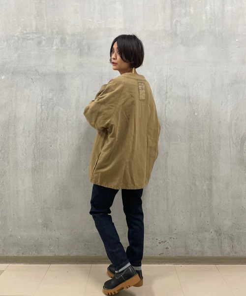 BEARDSLEY(ビアズリー)の「《FRIPIER・ユニセックス》ヴィンテージリネンZIPハオリ(ブルゾン・レディース・ブロンズ/ブラック系・FREE)」の12枚目の写真