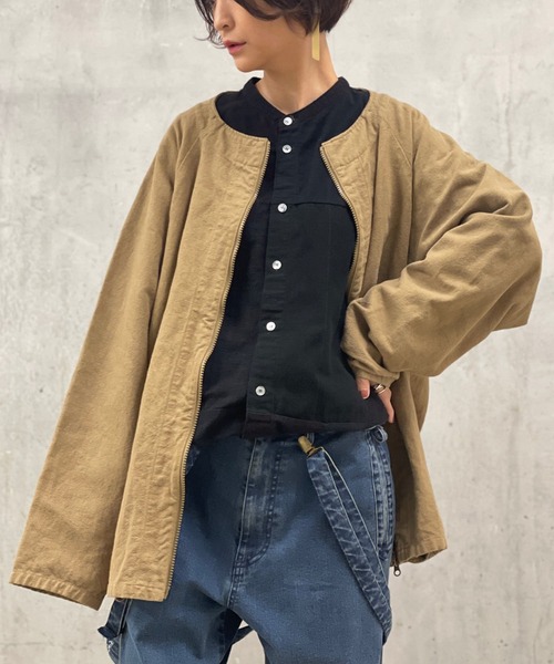 BEARDSLEY(ビアズリー)の「《FRIPIER・ユニセックス》ヴィンテージリネンZIPハオリ(ブルゾン・レディース・ブロンズ/ブラック系・FREE)」の21枚目の写真