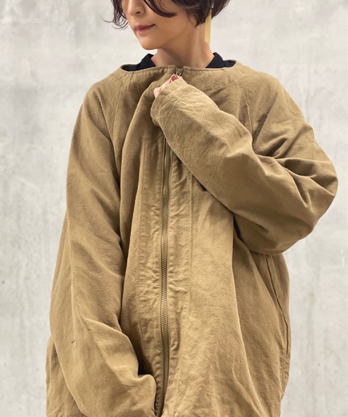 BEARDSLEY(ビアズリー)の「《FRIPIER・ユニセックス》ヴィンテージリネンZIPハオリ(ブルゾン・レディース・ブロンズ/ブラック系・FREE)」の13枚目の写真