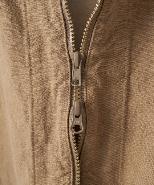 BEARDSLEY(ビアズリー)の「《FRIPIER・ユニセックス》ヴィンテージリネンZIPハオリ(ブルゾン・レディース・ブロンズ/ブラック系・FREE)」の9枚目の写真