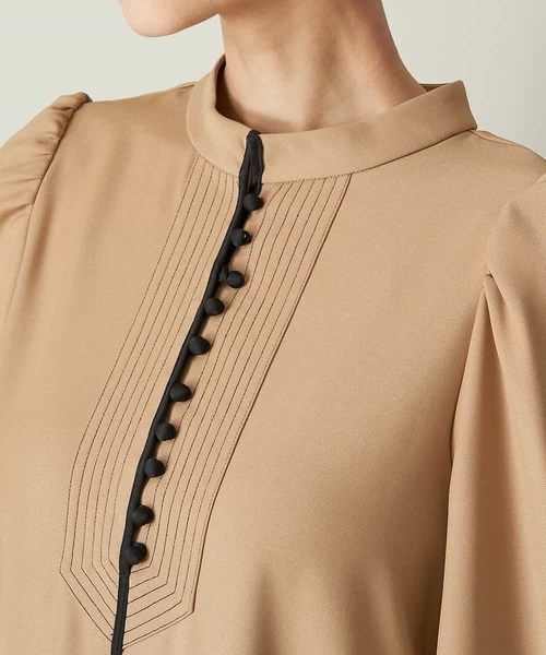 A de a.v.v（アードアー・ヴェ・ヴェ）の「配色パイピングバックレースアップワンピース（ワンピース・レディース・ブラック/ベージュ・38/36）」の17枚目の写真