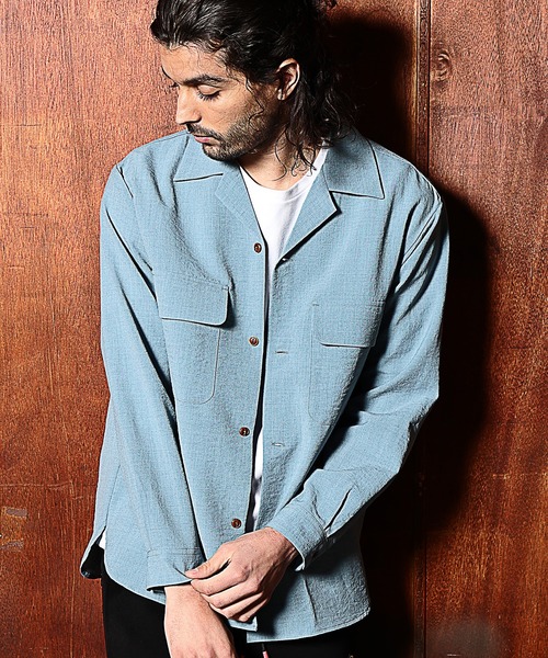 RATTLE TRAP(ラトルトラップ)の「カチオン染オープンカラーシャツ(シャツ/ブラウス・メンズ・ベージュ/ライトブルー/ブラック・S/M/L)」の3枚目の写真