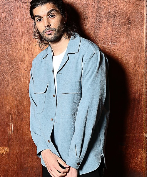 RATTLE TRAP(ラトルトラップ)の「カチオン染オープンカラーシャツ(シャツ/ブラウス・メンズ・ベージュ/ライトブルー/ブラック・S/M/L)」の11枚目の写真